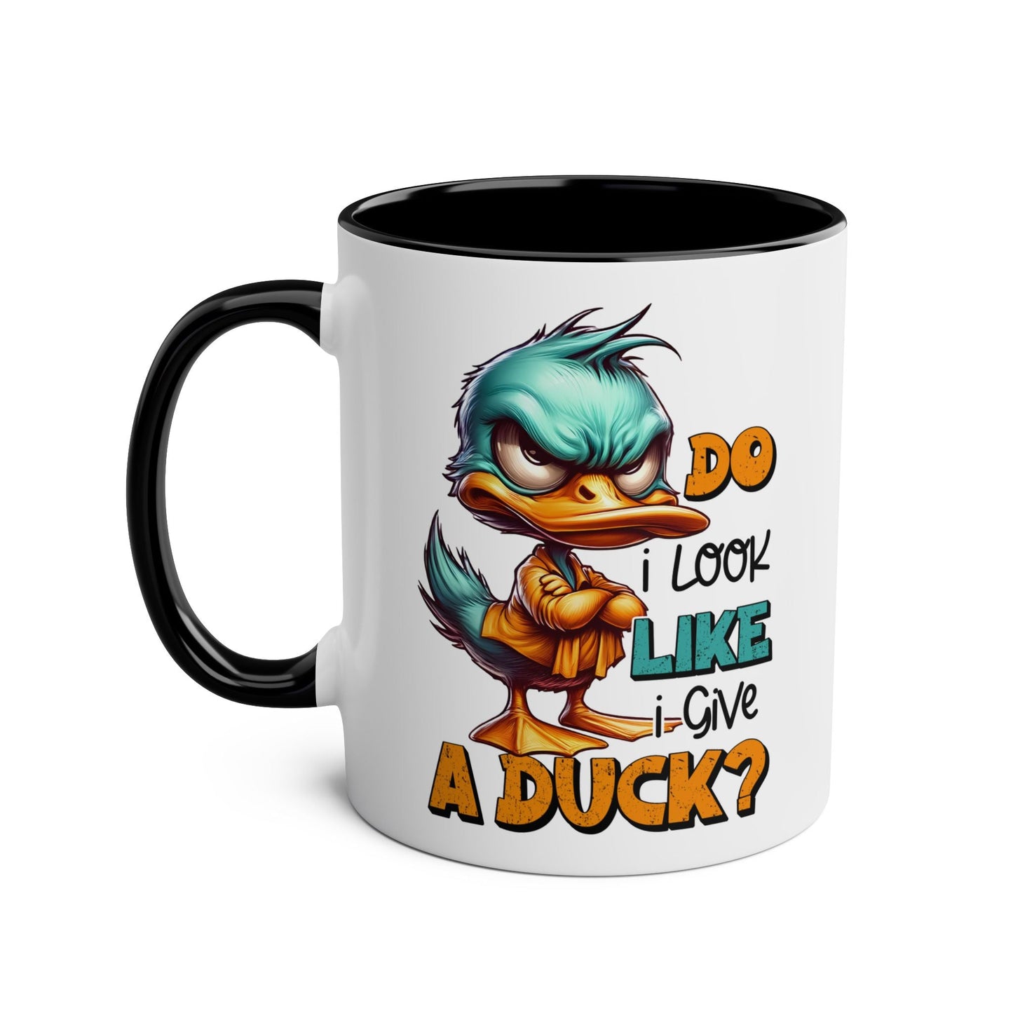 Quack up your morning routine with the Do I Look Like I Give A Duck Fun Novelty Mug. This sarcastic mug brings amusing word play to your daily caffeine fix. A quirkyMugarooz