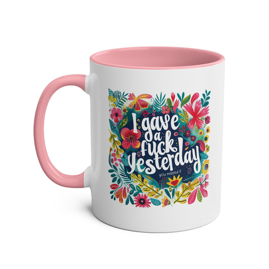 Add some sass to your morning routine with our I Gave a Fuck Yesterday mug. This cheeky and rude mug is sure to make you and anyone who sees it laugh. Who needs a boMugarooz