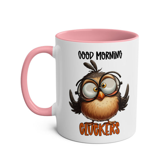 Rise and shine with the Morning Cluckers Novelty Coffee Mug. This fun and cheeky mug is sure to bring a smile to your face as you sip your morning brew. With a playfMugarooz