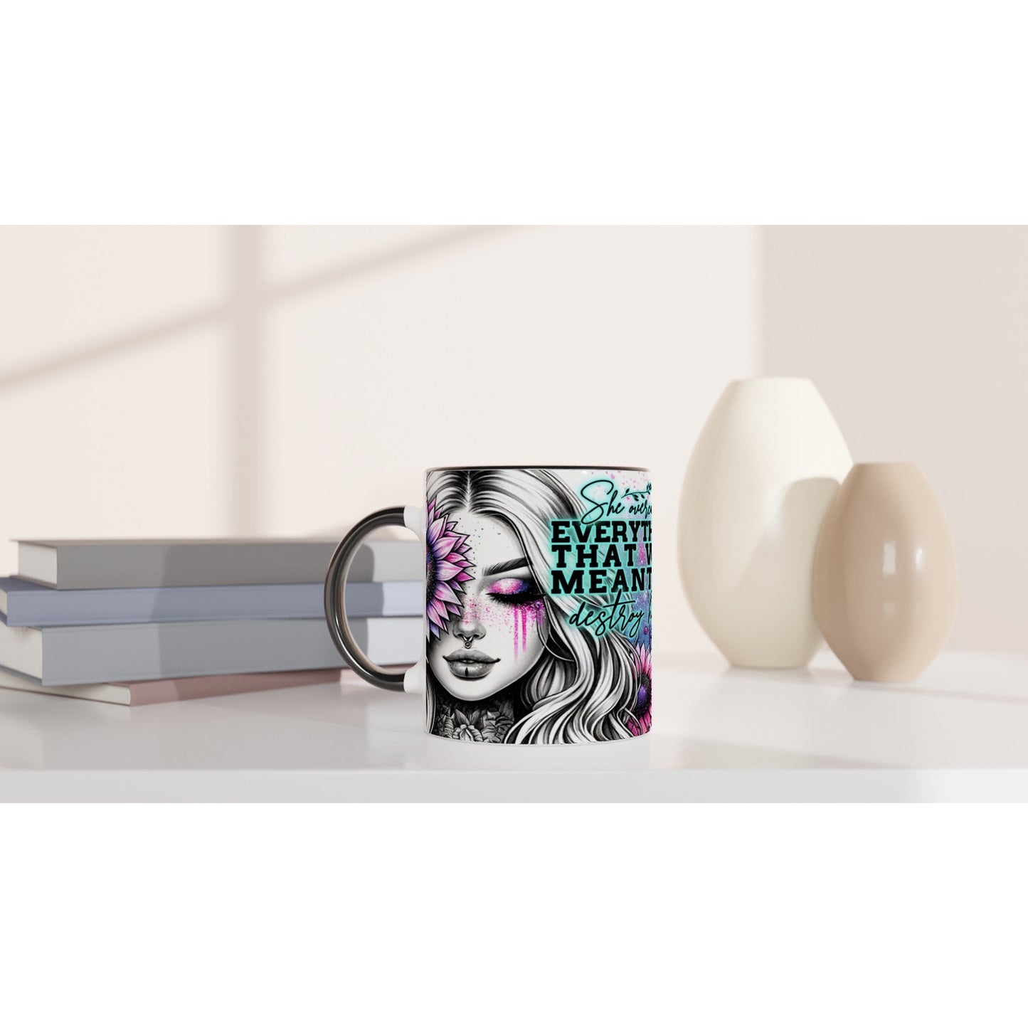 She Overcame Everything – Motivational Coffee Cup - Mugarooz